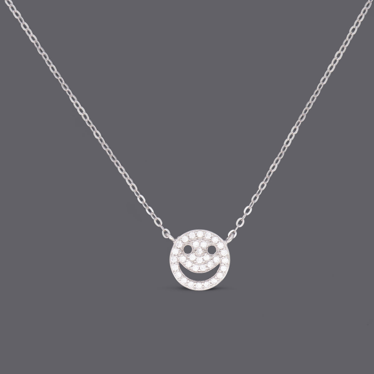 Smiley Face Cz Necklace