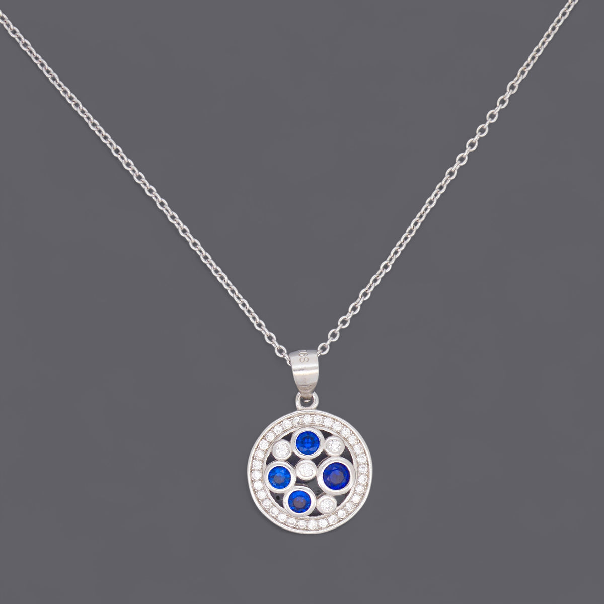 Blue Cz Disc Necklaces