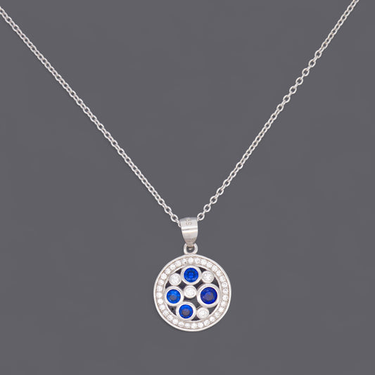 Blue Cz Disc Necklaces