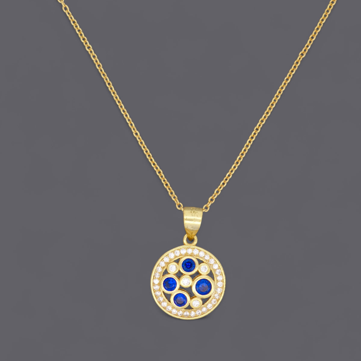 Blue Cz Disc Necklaces