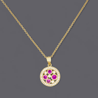 Red Stone Disc Necklaces