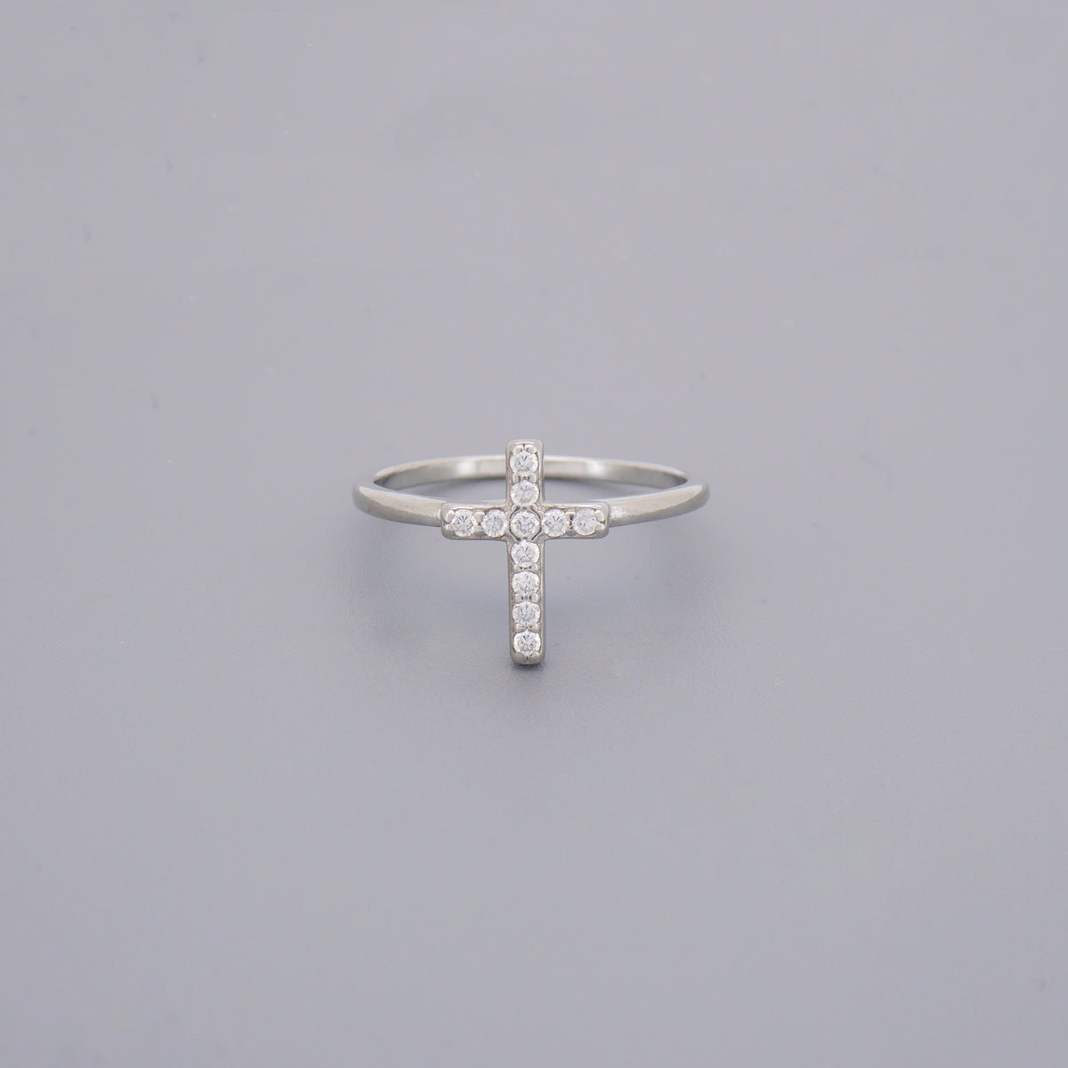 Vertical Cross Cz Ring