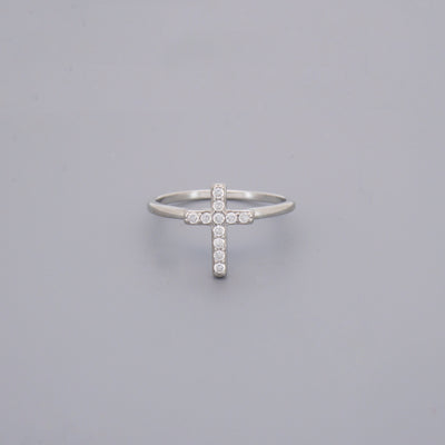 Vertical Cross Cz Ring