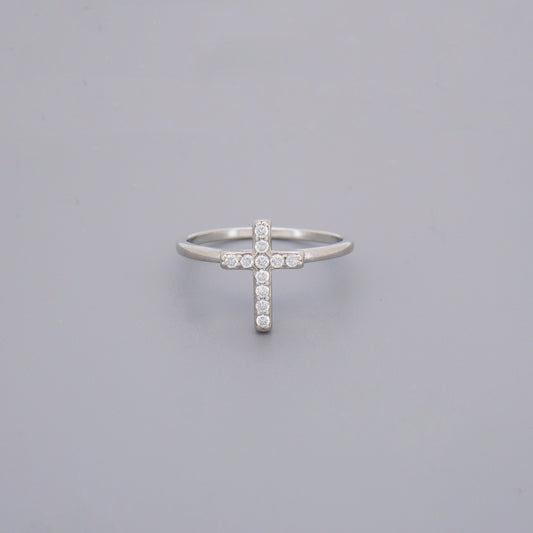 Vertical Cross Cz Ring