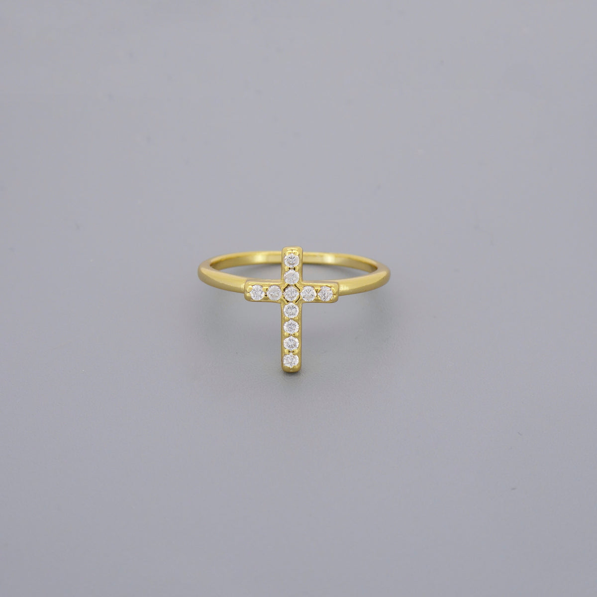 Vertical Cross Cz Ring