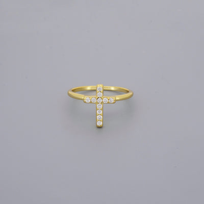 Vertical Cross Cz Ring