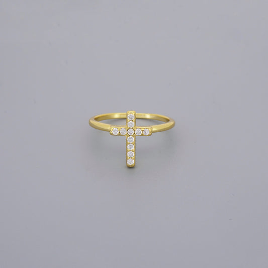 Vertical Cross Cz Ring