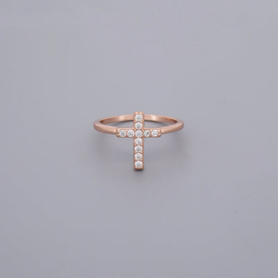 Vertical Cross Cz Ring