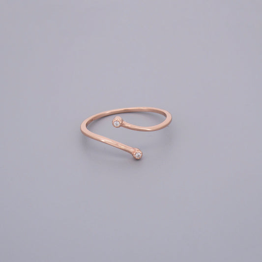 Adjustable Dainty Double Stone Rings