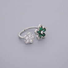 Adjustable Green Flowers Rings
