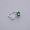 Adjustable Green Flowers Rings
