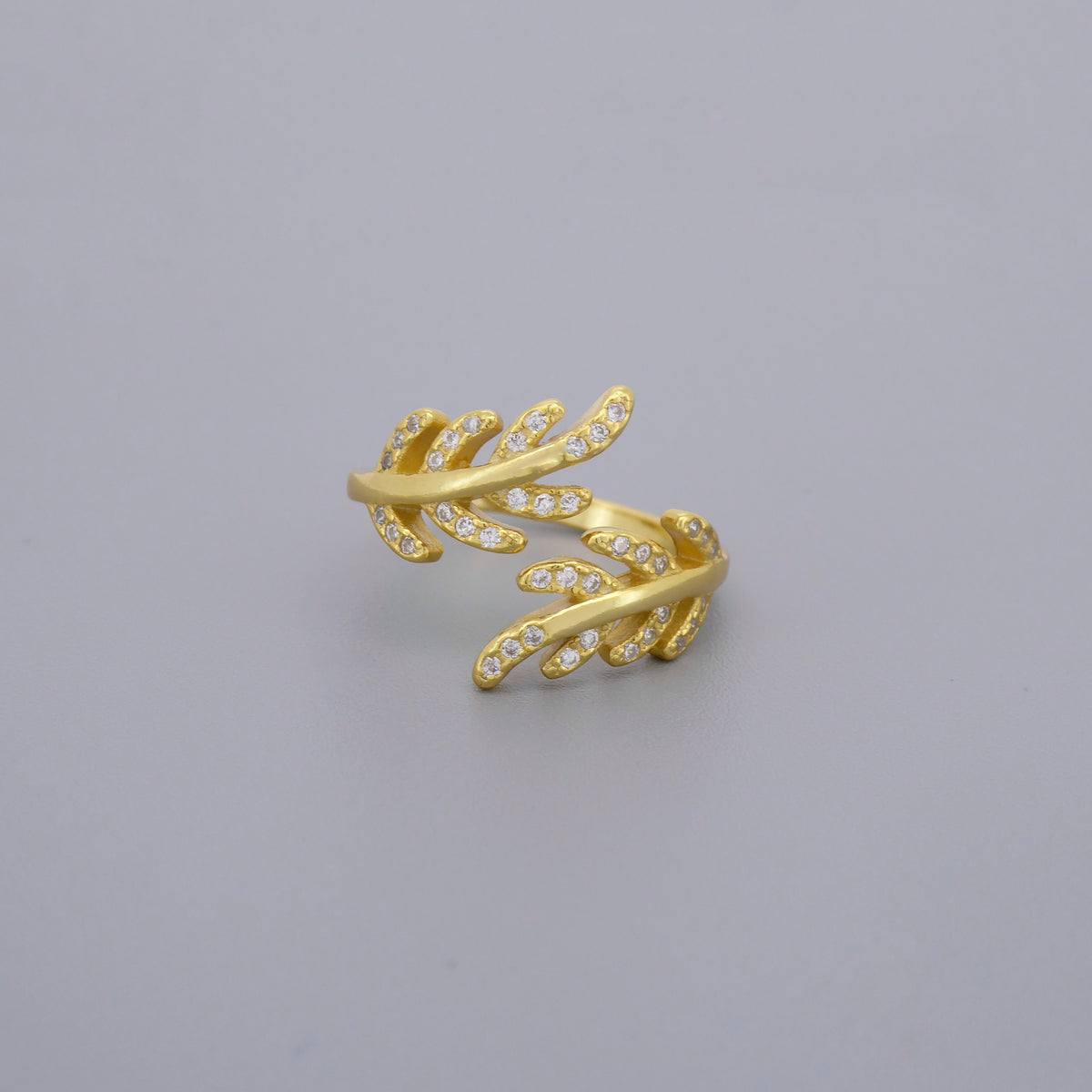 Adjustable Cz Leaf Rings