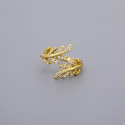 Adjustable Cz Leaf Rings
