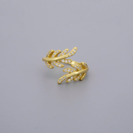 Adjustable Cz Leaf Rings