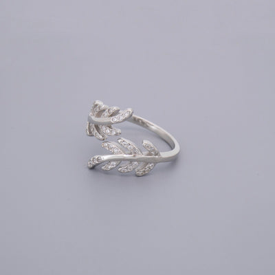 Adjustable Cz Leaf Rings