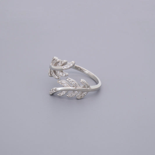 Adjustable Cz Leaf Rings