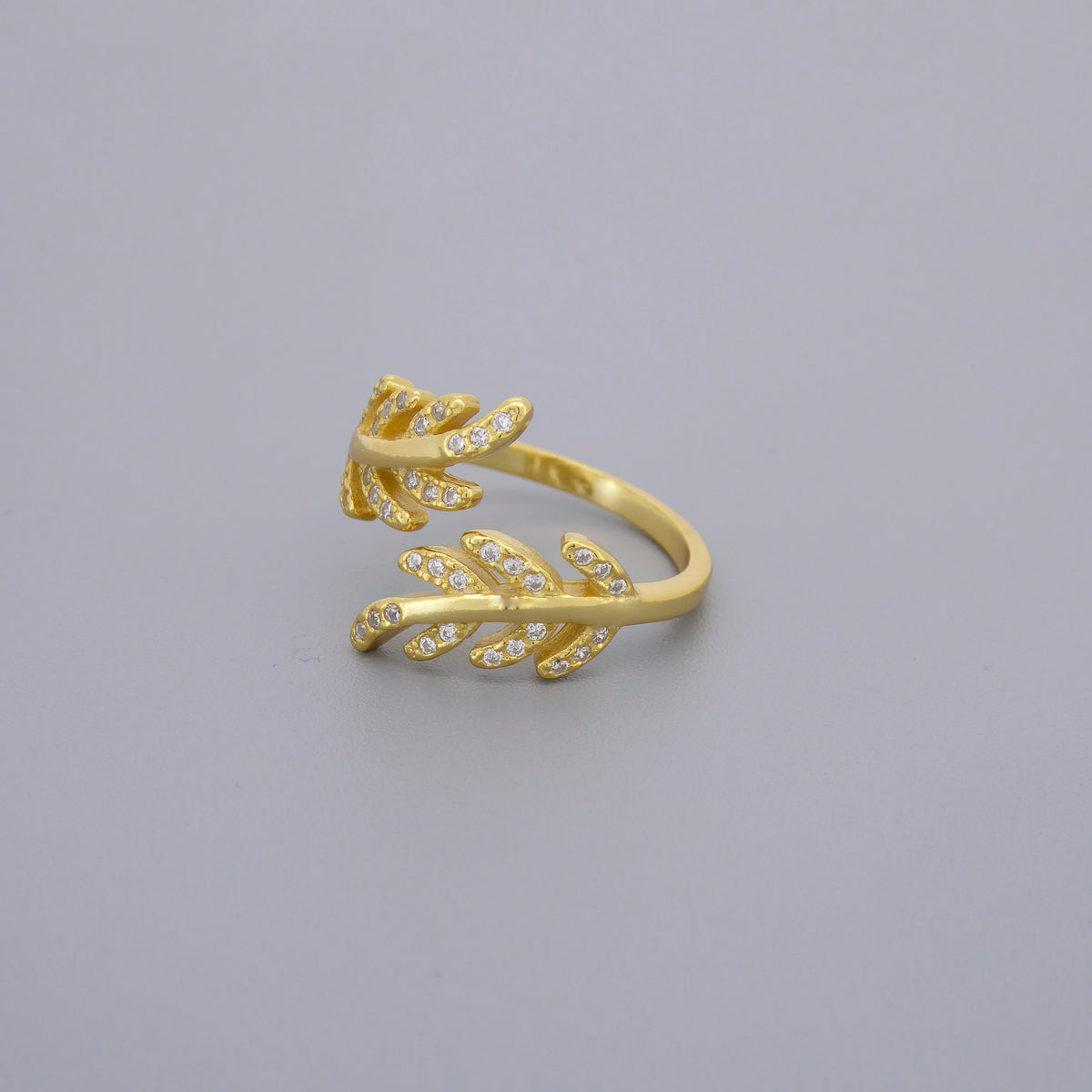 Adjustable Cz Leaf Rings