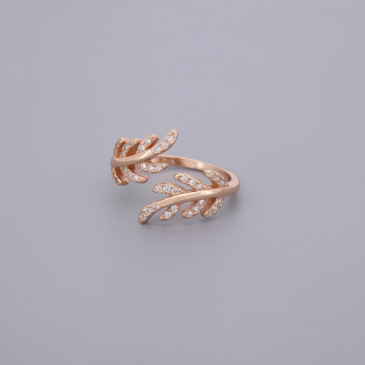 Adjustable Cz Leaf Rings