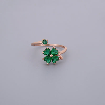 Adjustable Green Clover Rings