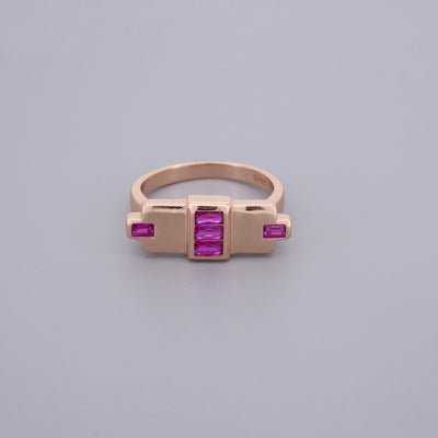 Ruby Look Art Deco Rings