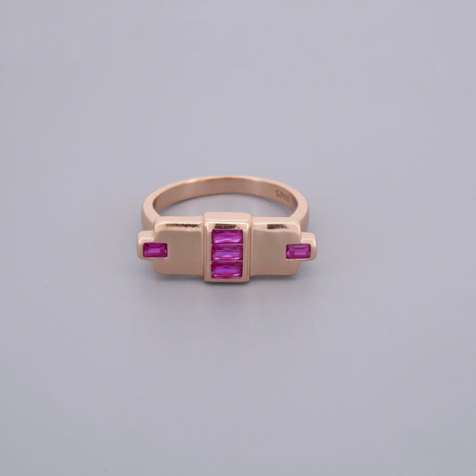 Ruby Look Art Deco Rings