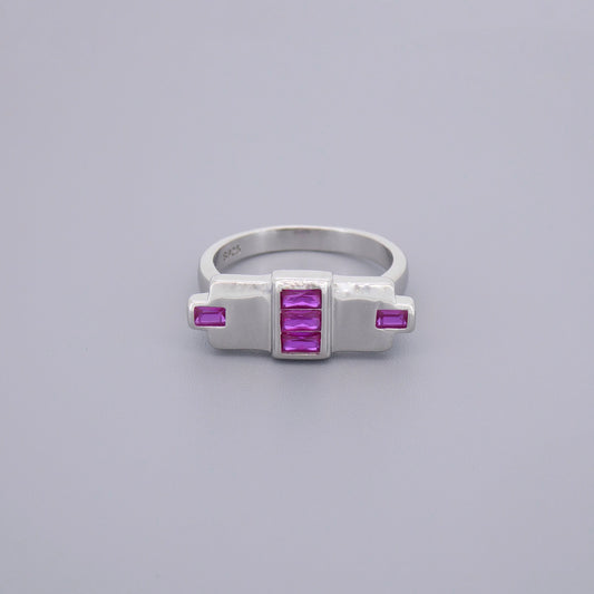 Ruby Look Art Deco Rings