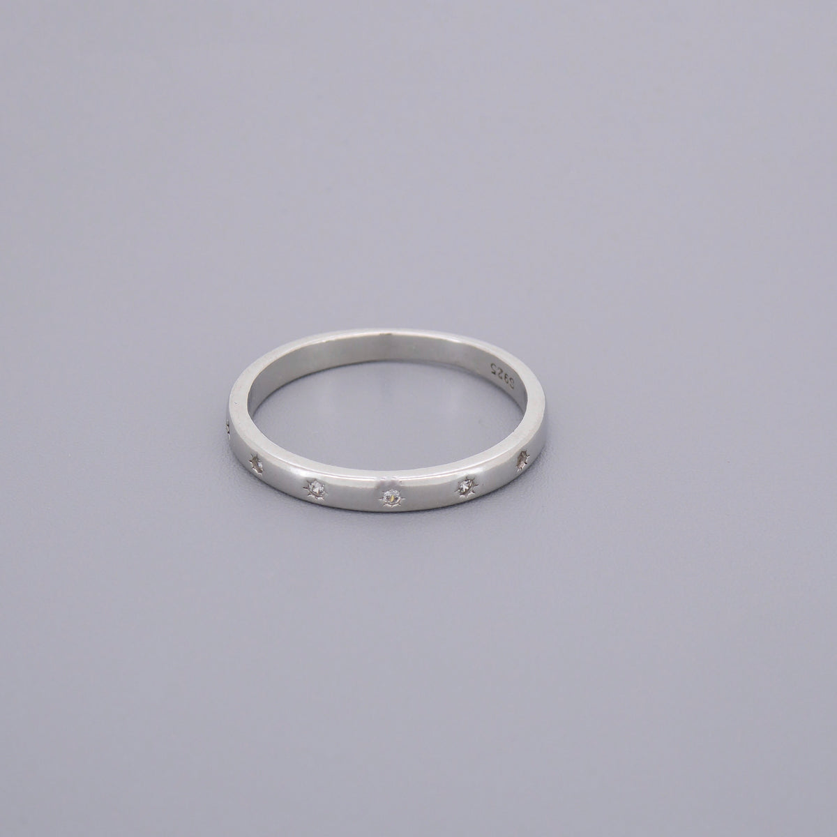 Thin Stars Cz Band Rings
