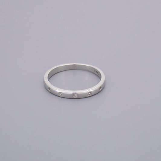 Thin Stars Cz Band Rings