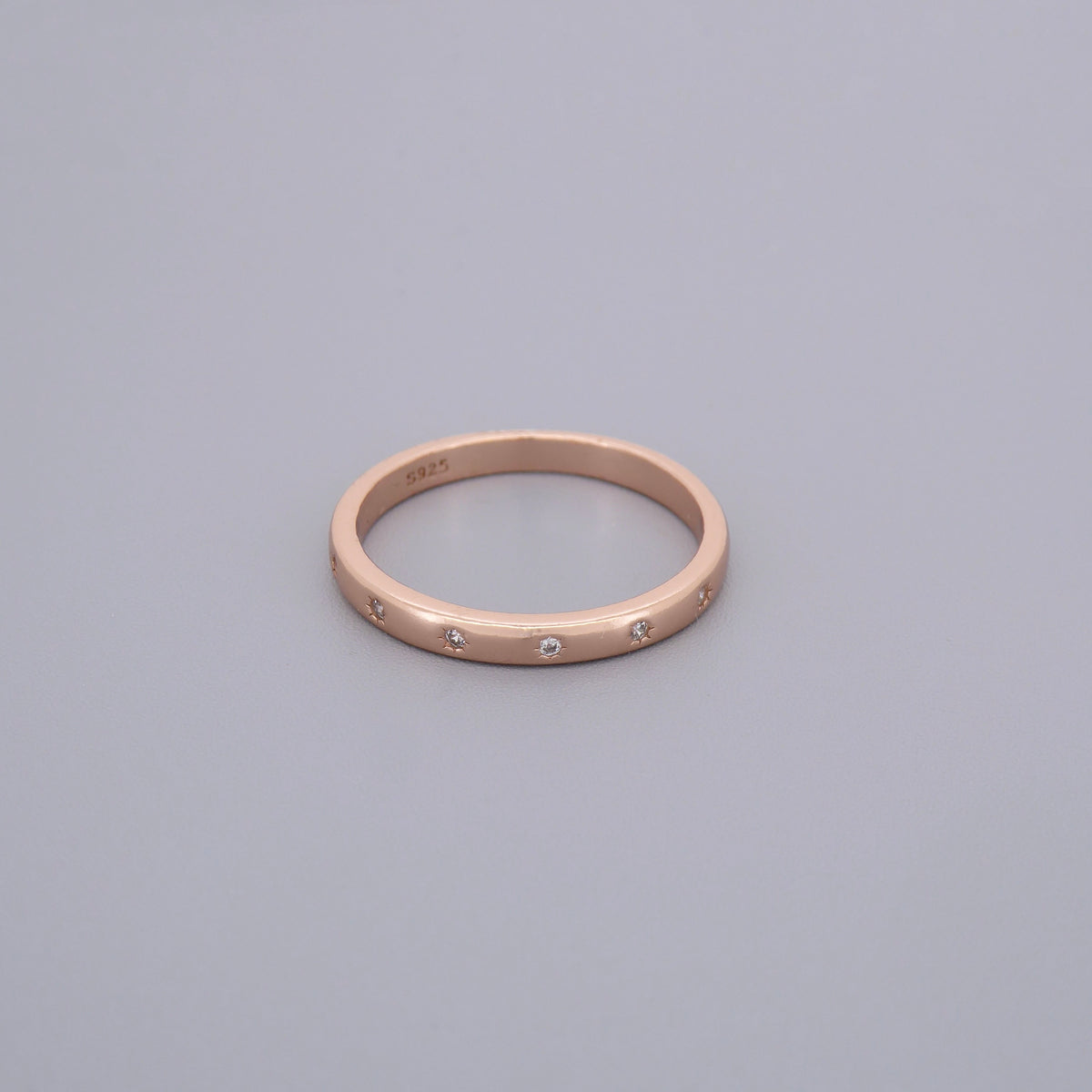 Thin Stars Cz Band Rings