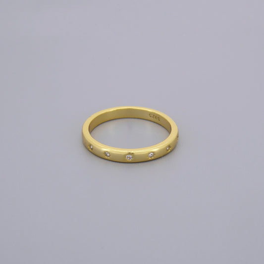 Thin Stars Cz Band Rings