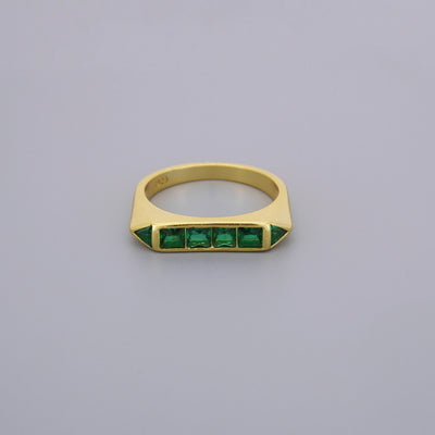 Emerald Look Art Deco Rings