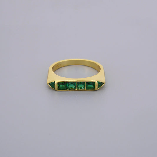 Emerald Look Art Deco Rings