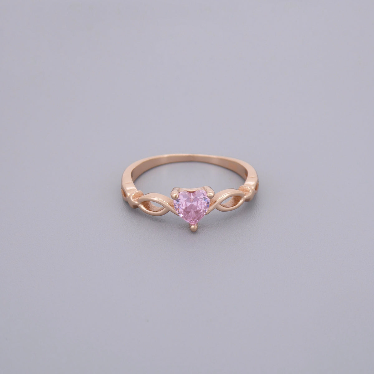 Pink Cz Stone Heart Ring