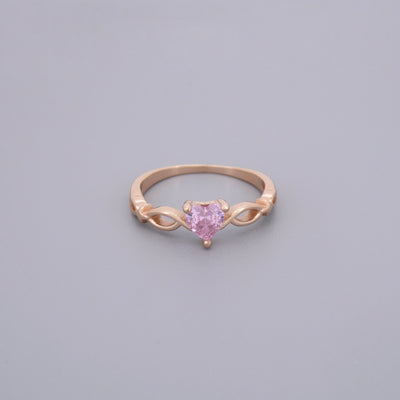 Pink Cz Stone Heart Ring