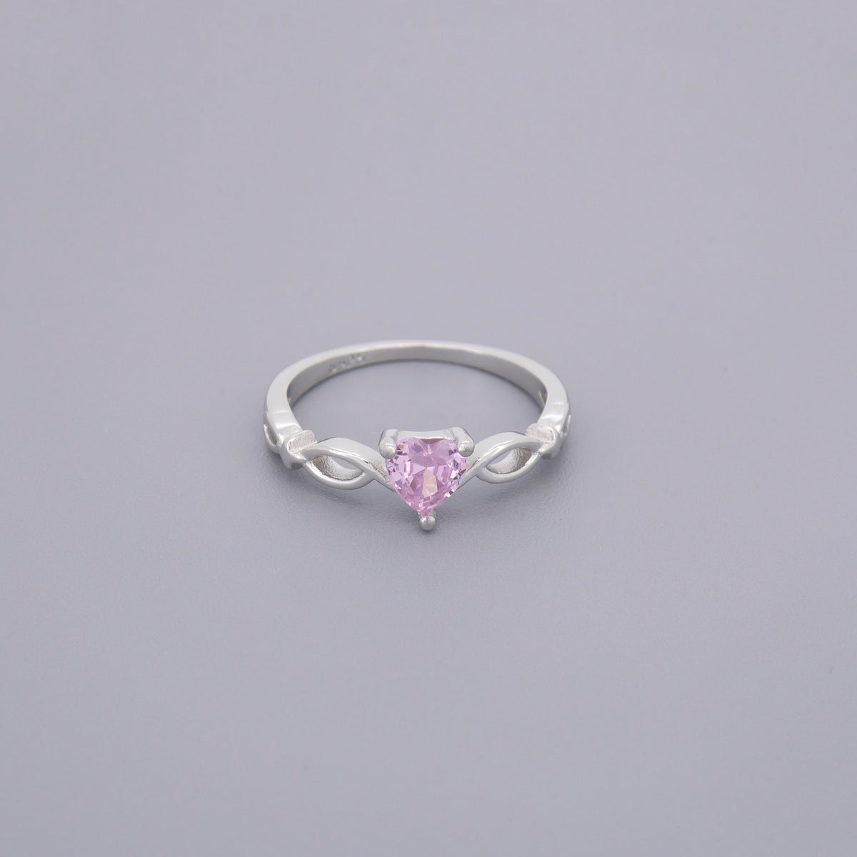Pink Cz Stone Heart Ring