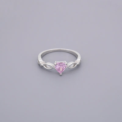 Pink Cz Stone Heart Ring
