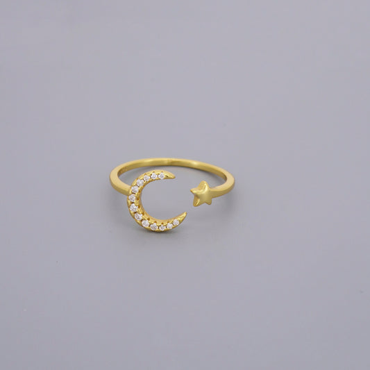 Small Moon Star Adjustable Rings
