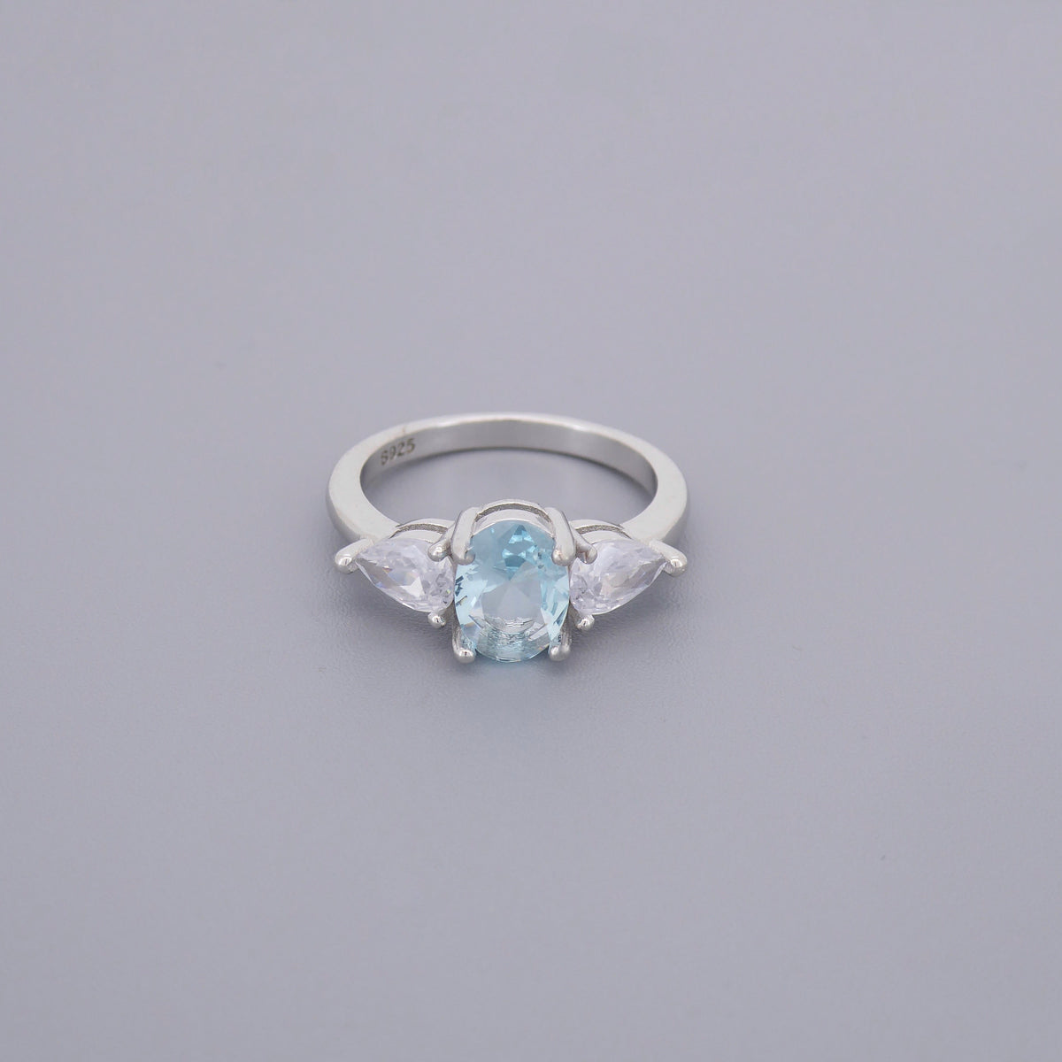 Aquamarine Look Princess Rings