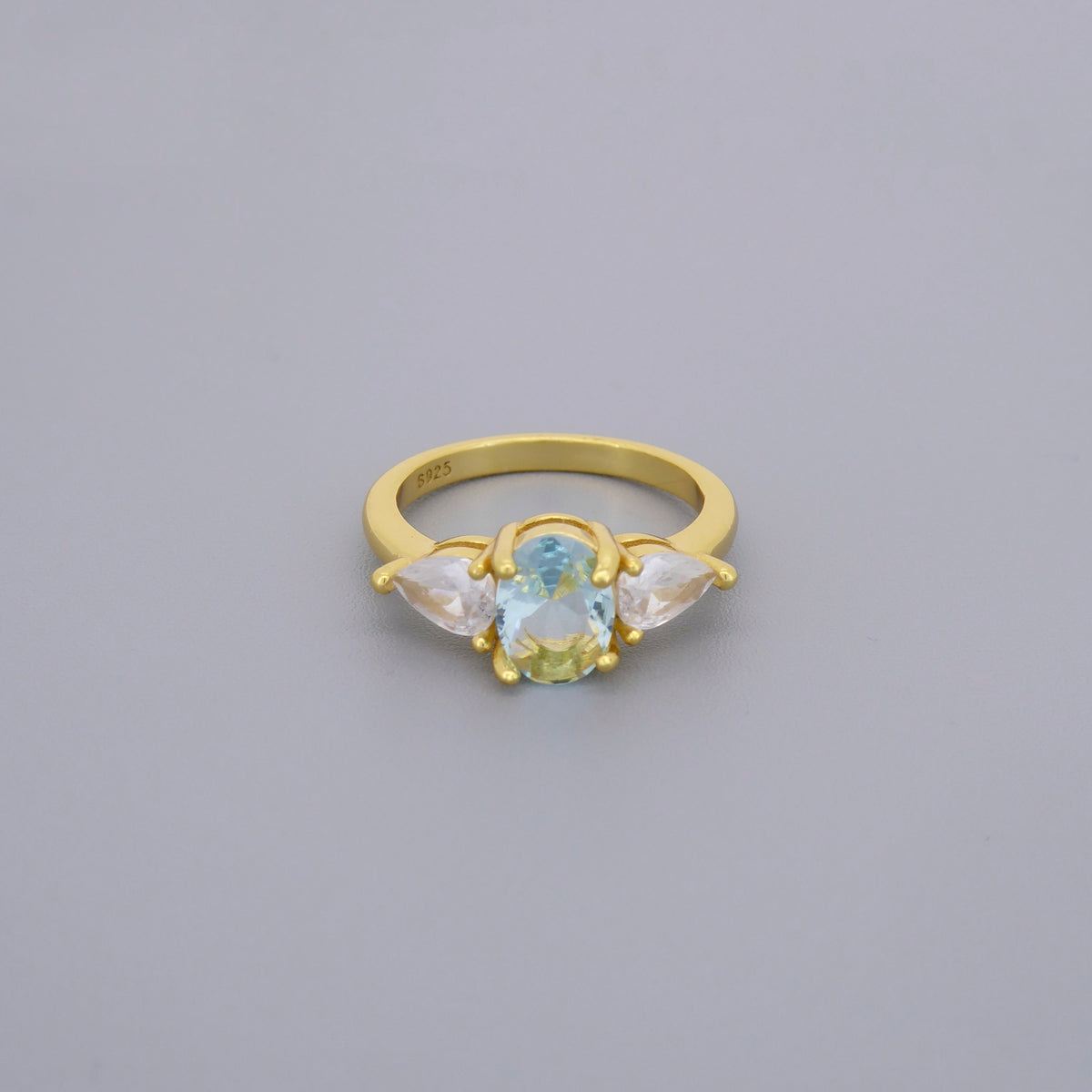 Aquamarine Look Princess Rings