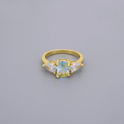 Aquamarine Look Princess Rings