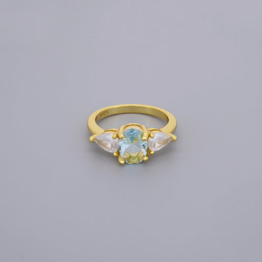 Aquamarine Look Princess Rings