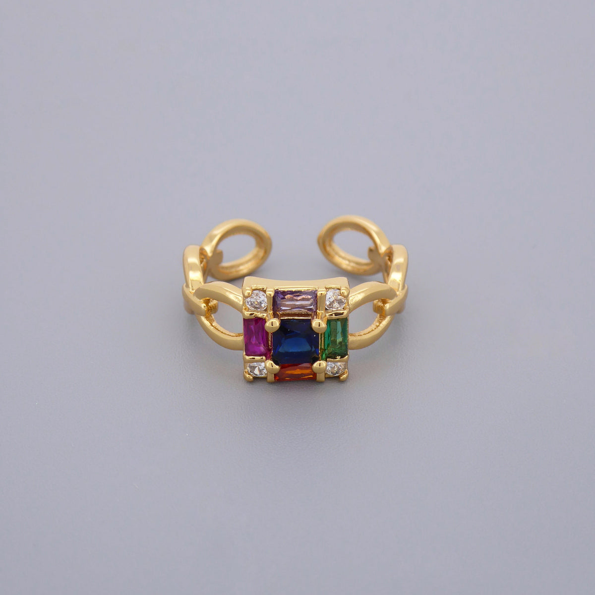 Colourful Cz Cluster Ring