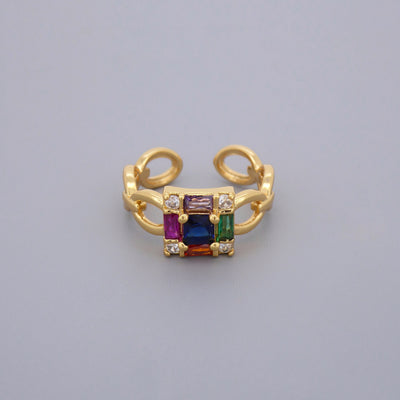 Colourful Cz Cluster Ring