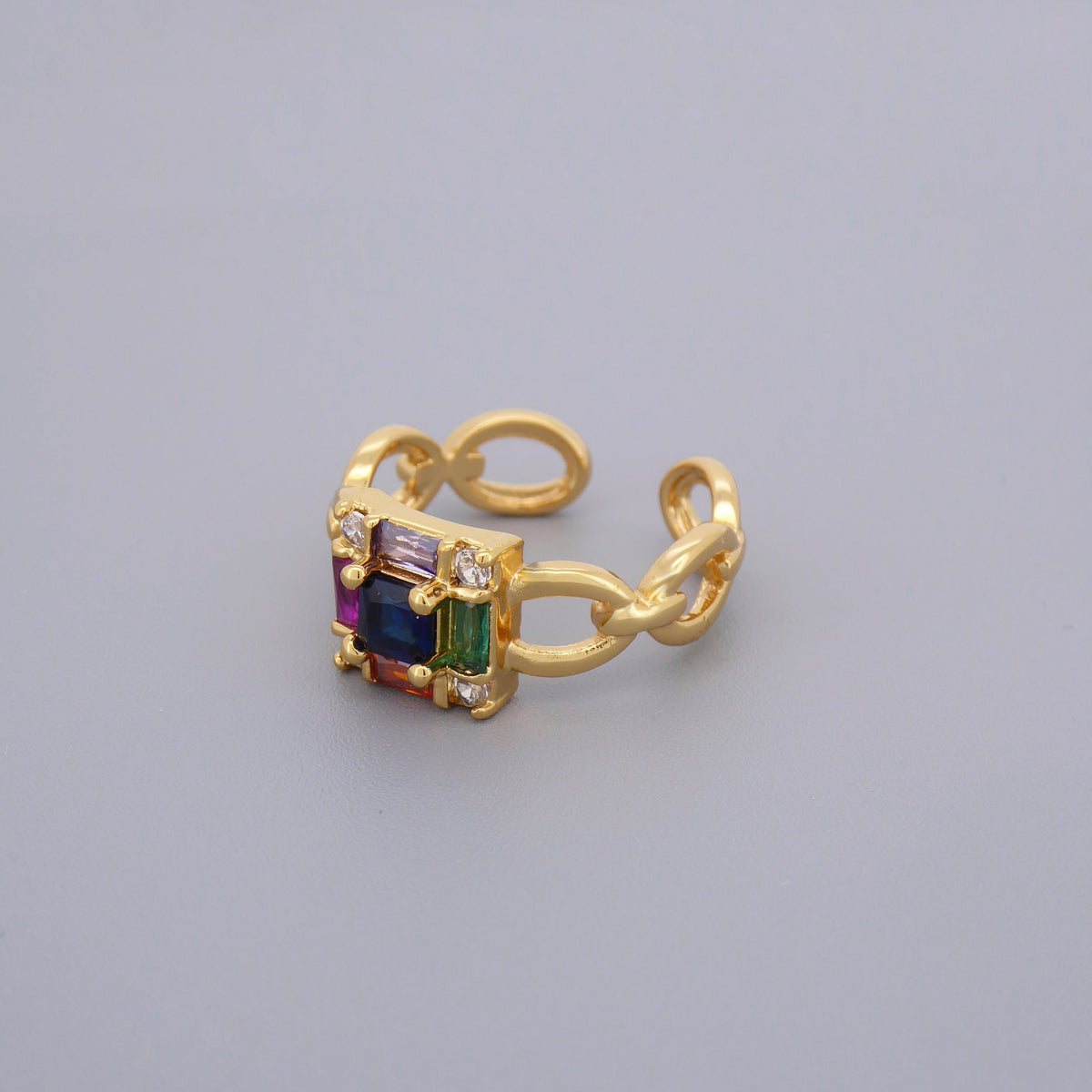Colourful Cz Cluster Ring