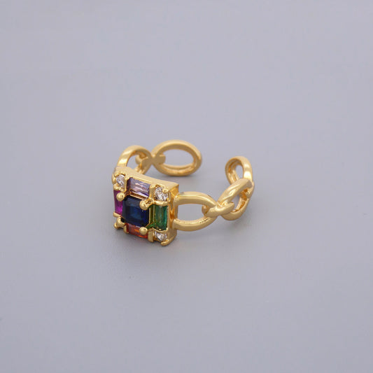 Colourful Cz Cluster Ring