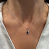Sapphire & Diamond Cluster Necklace, 18k White Gold