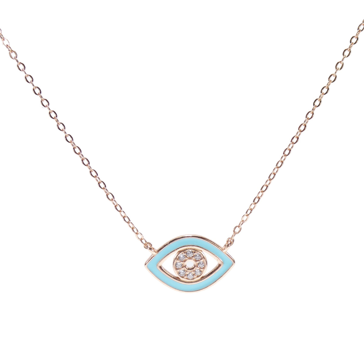 Turquoise Enamel Eye Necklace