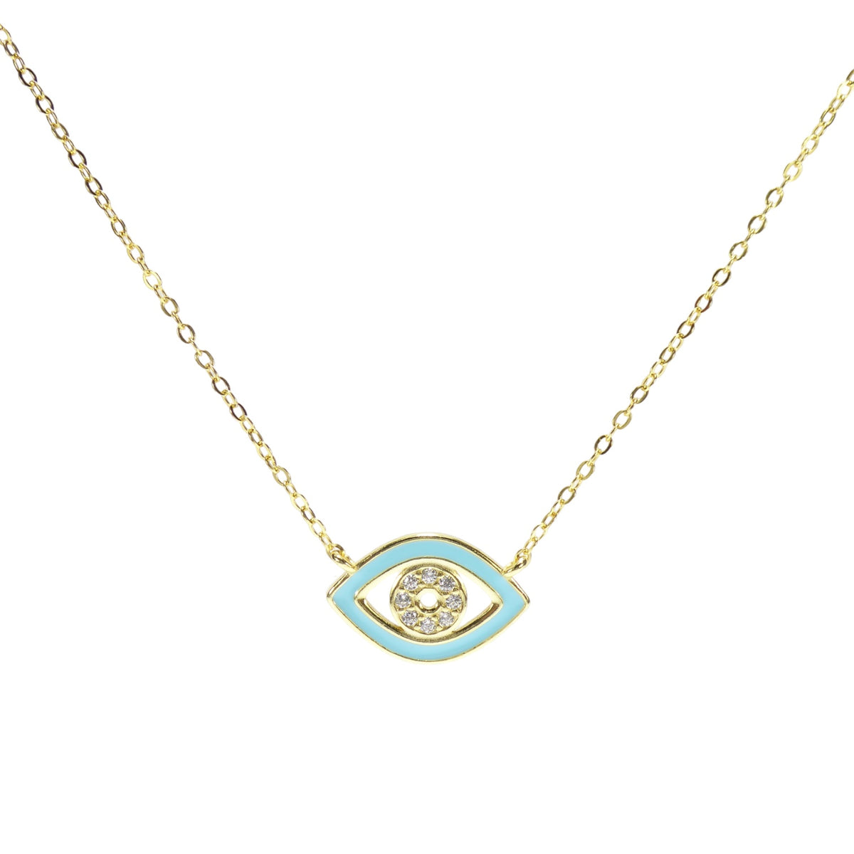 Turquoise Enamel Eye Necklace