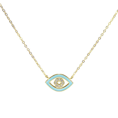 Turquoise Enamel Eye Necklace