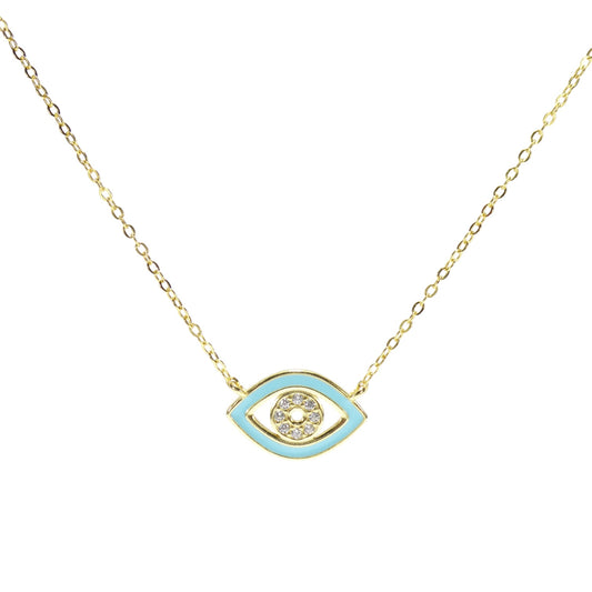 Turquoise Enamel Eye Necklace